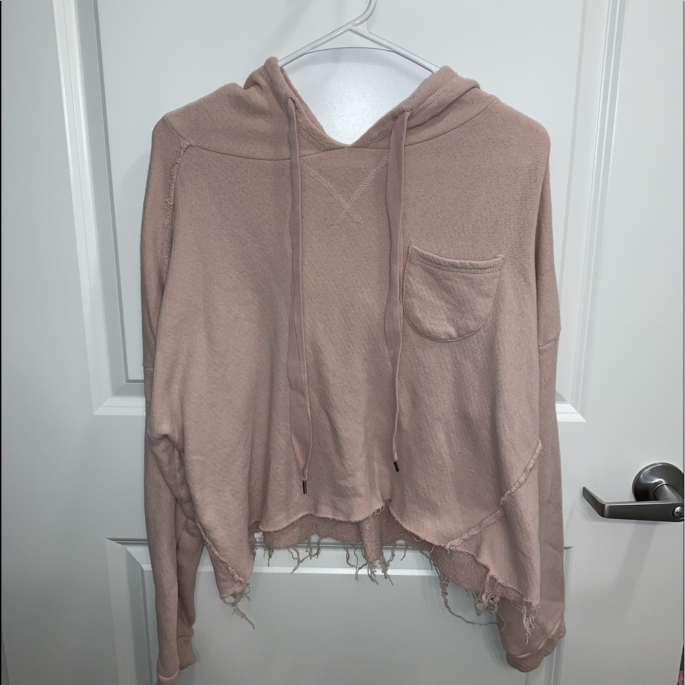 Distressed crop hoodie